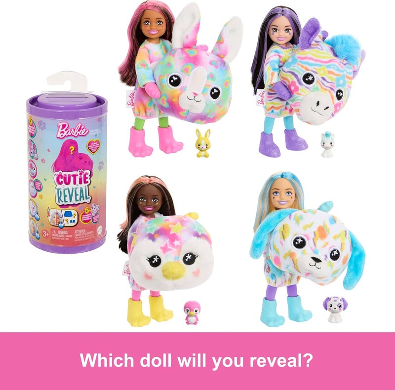 Barbie Cutie Reveal Chelsea Doll & Accessories, Color Dream Series Small Doll in Animal Plush Costume with 6 Surprises Including Color Change (Styles May Vary) - Image 3